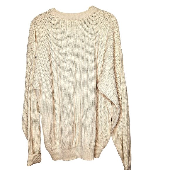 Mens costal core fisherman chunky cable knit cream crew neck long sleeve cotton - Picture 7 of 9